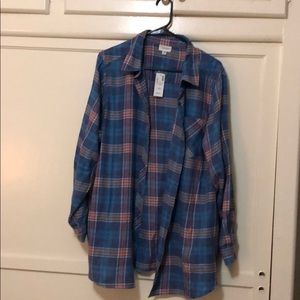 Blue Plaid Pocket/Button shirt
